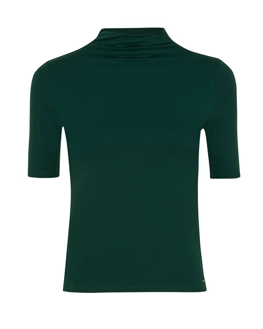 Mexx Krótkie sleeve mock neck t-shirt Dark Green Zielone | GEMDS9718