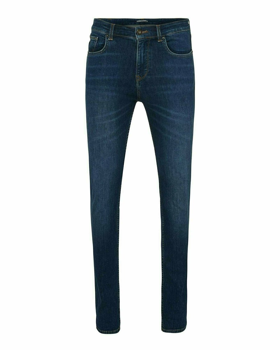 Mexx LOGAN Mid waist/ Slim leg jeans Dark Vintage Niebieskie | LFSYW3980