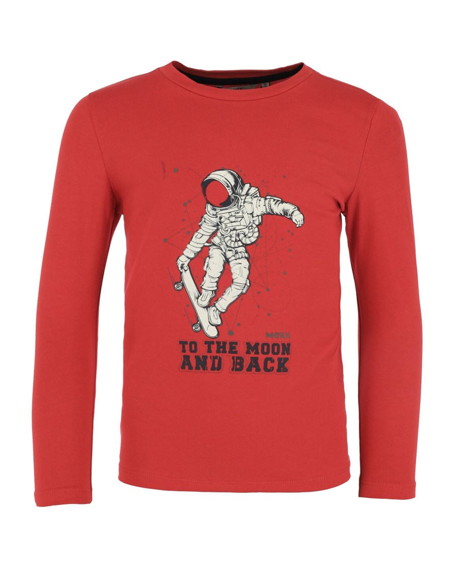 Mexx Long sleeve artwork t-shirt Red Czerwone | JIKMH2048