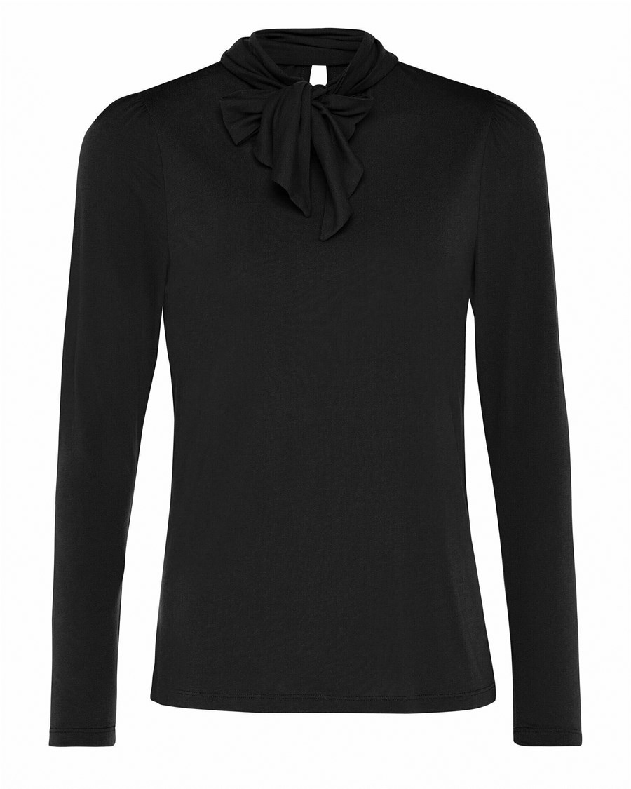 Mexx Long sleeve bowtie turtle neck t-shirt Black Czarne | ARWMB9352