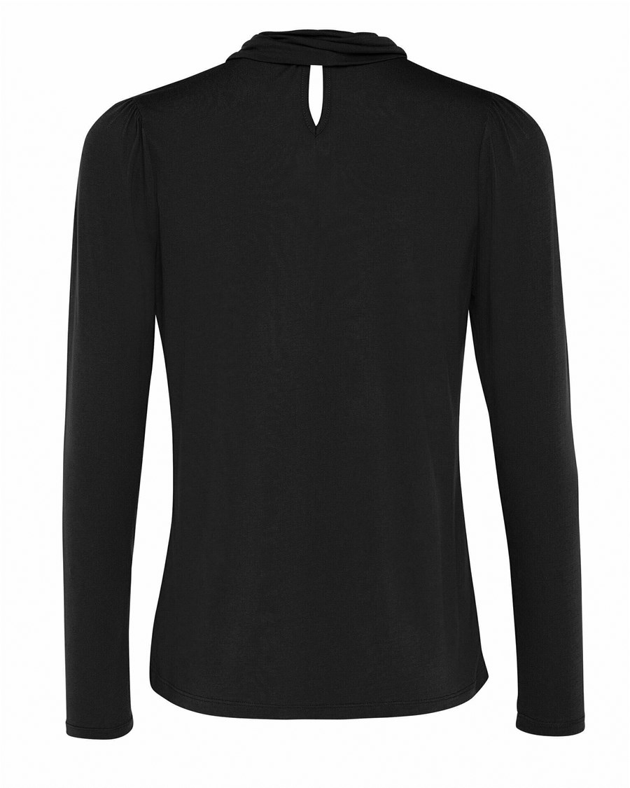 Mexx Long sleeve bowtie turtle neck t-shirt Black Czarne | ARWMB9352