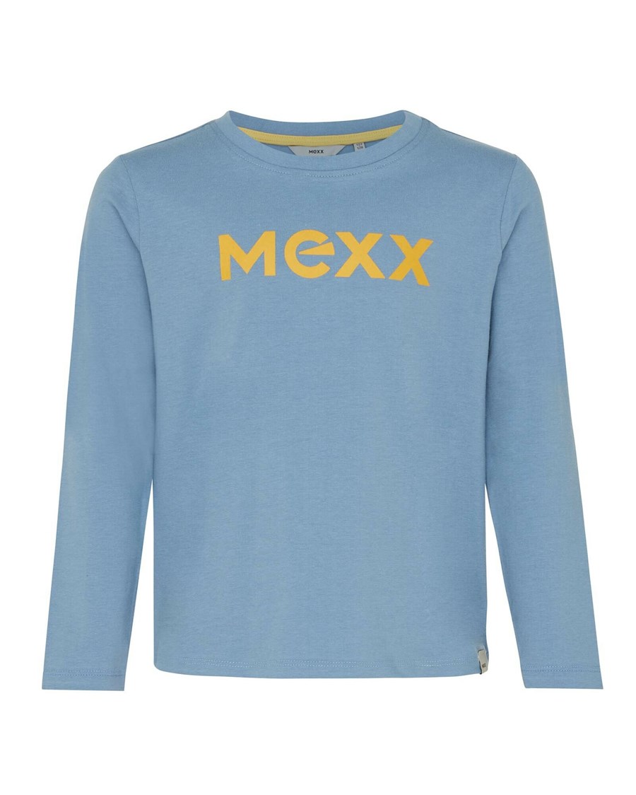 Mexx Long sleeve logo carrier t-shirt Mid Blue Niebieskie | RIAYJ5461