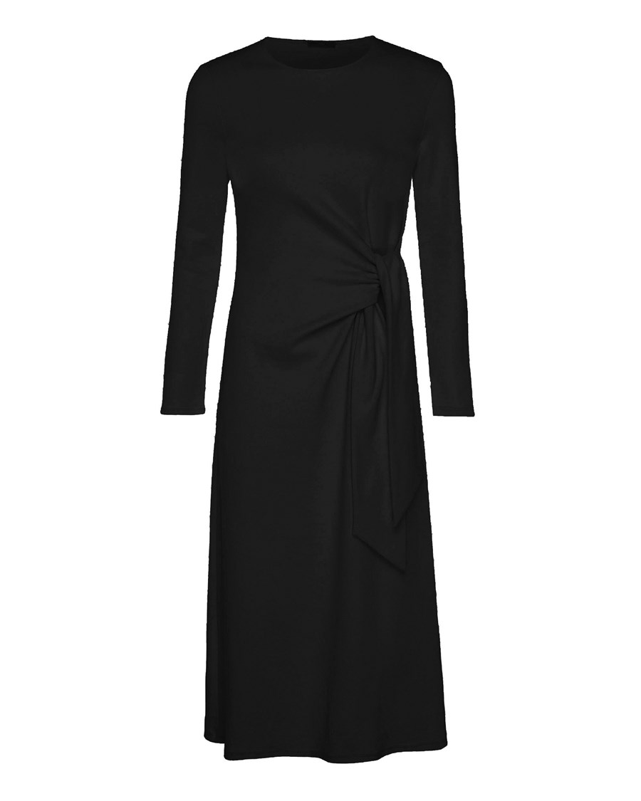 Mexx Longsleeve dress with knot Black Czarne | BUYXK3587