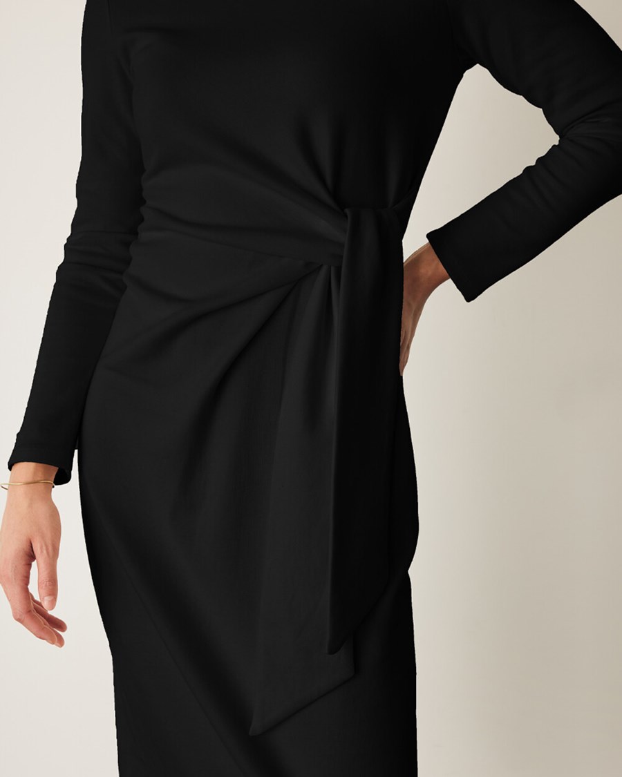 Mexx Longsleeve dress with knot Black Czarne | BUYXK3587