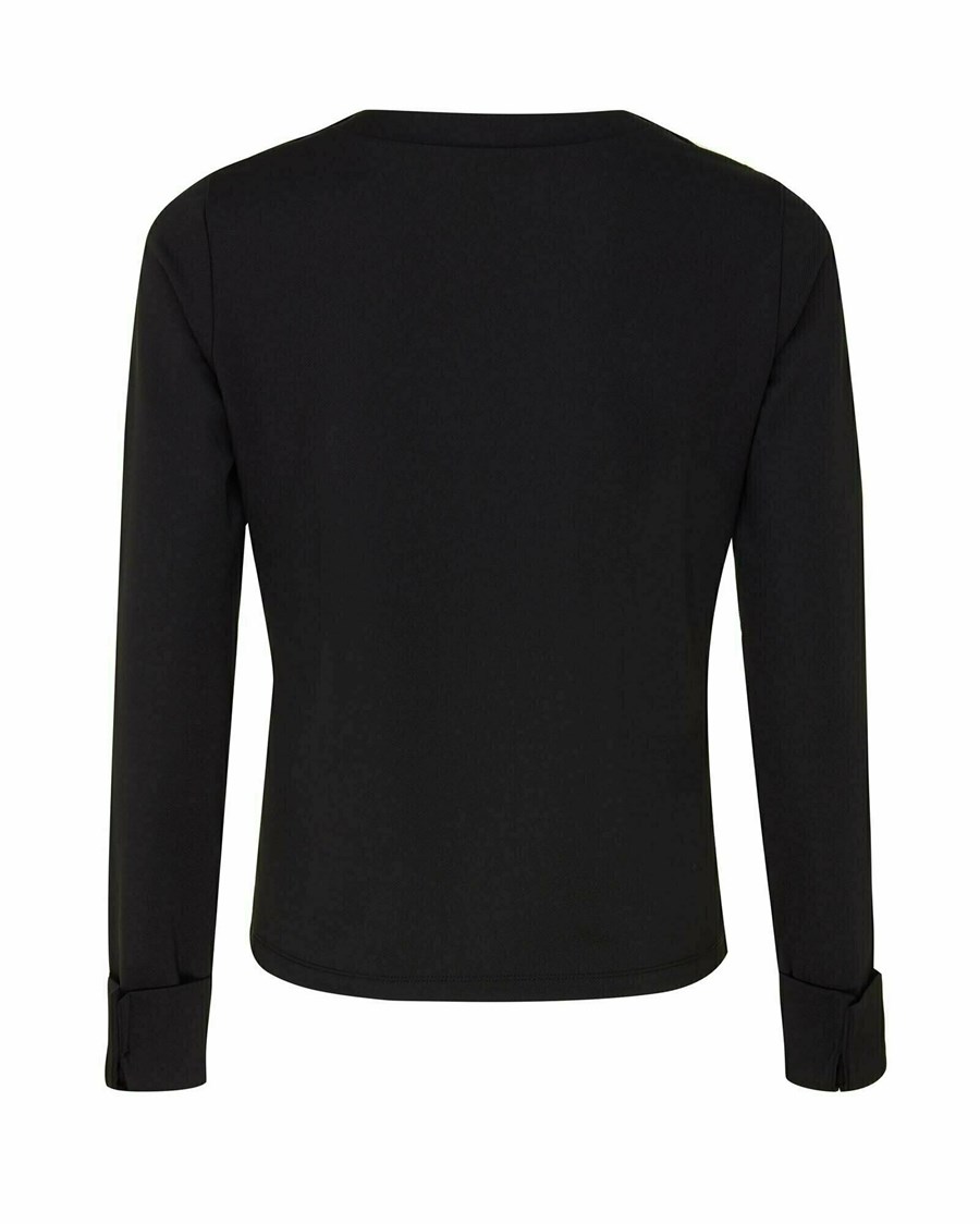 Mexx Longsleeve top with buttons on shoulders Black Czarne | TELUY0156