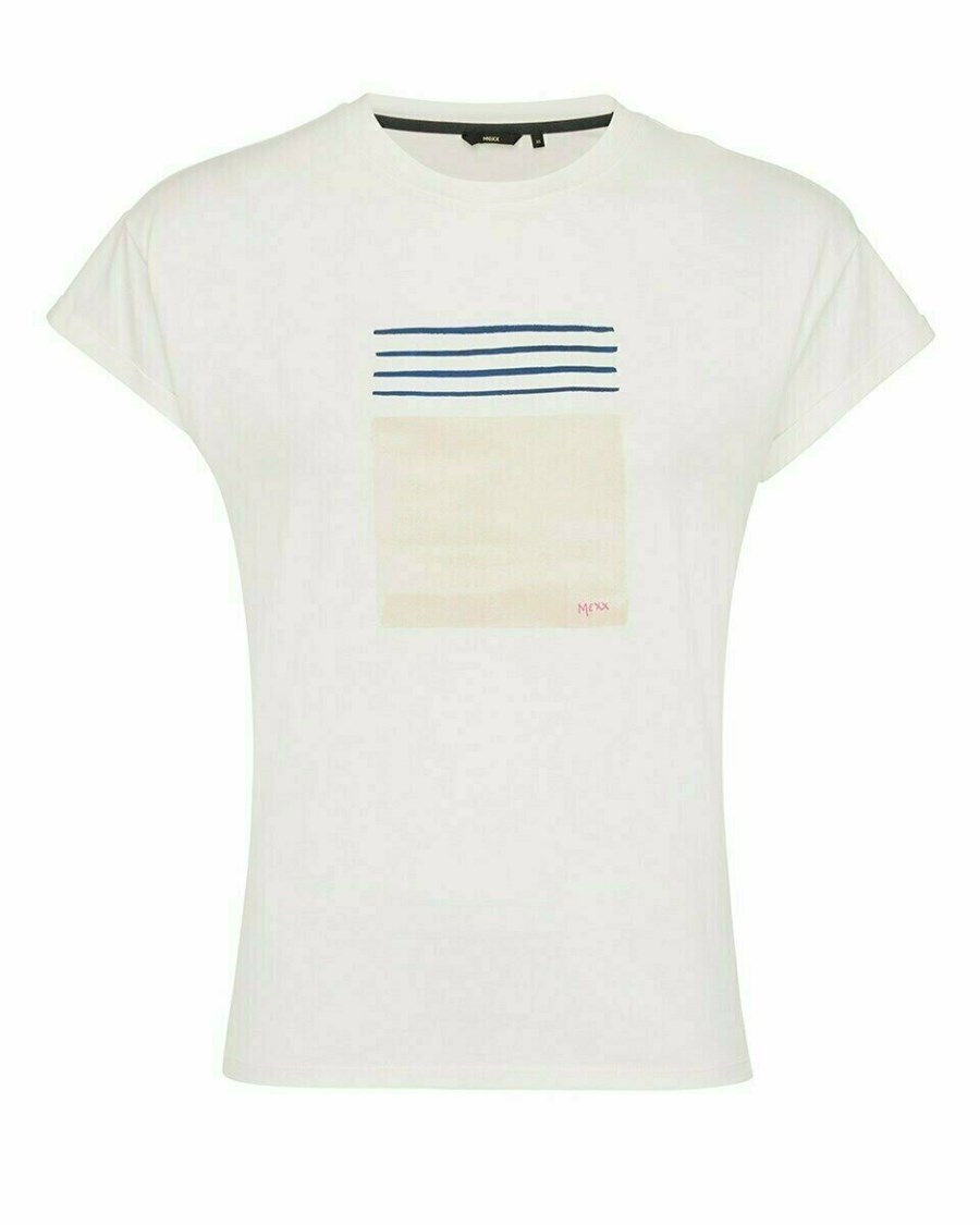 Mexx Loose fit printed t-shirt Off white Białe | UYAVR7341