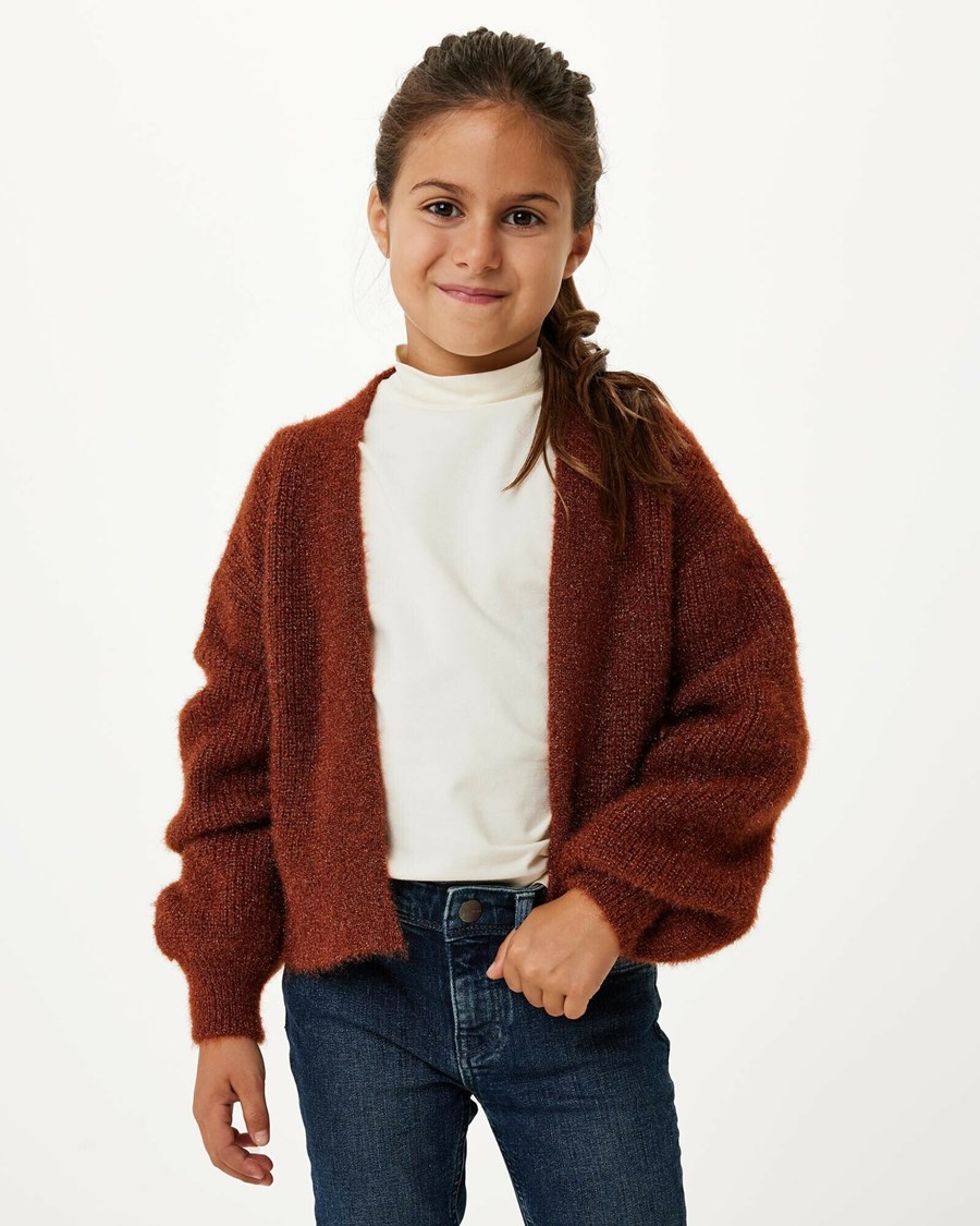 Mexx Lurex cardigan Dark Brown Brązowe | HOZRQ9351