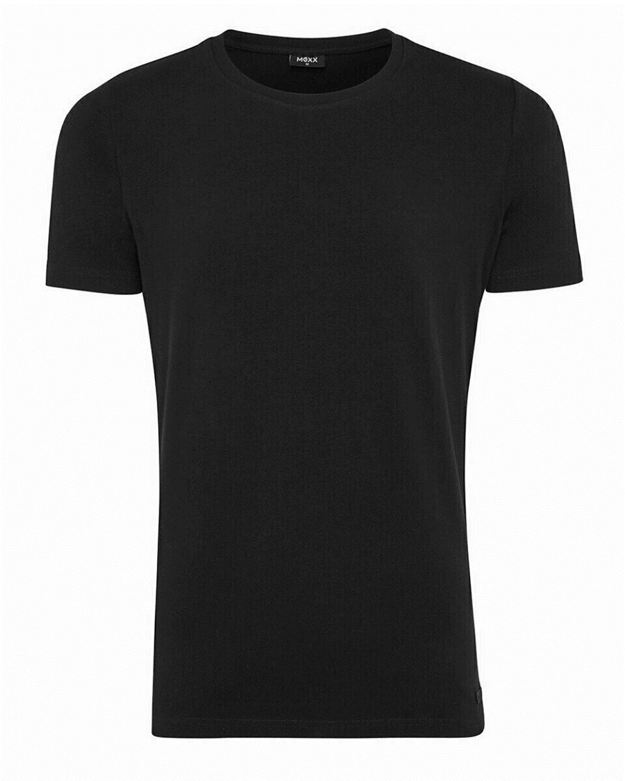 Mexx Men T-Shirt Round-Neck Black Czarne | SWAJO7436