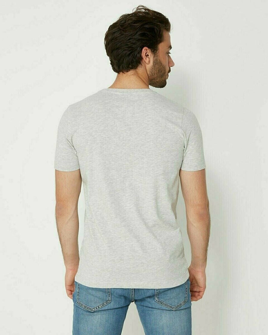 Mexx Men T-Shirt Round-Neck Grey Melange Szare | WXZHB9745