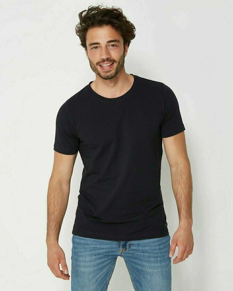 Mexx Men T-Shirt Round-Neck Navy Niebieskie | NHYKJ0374