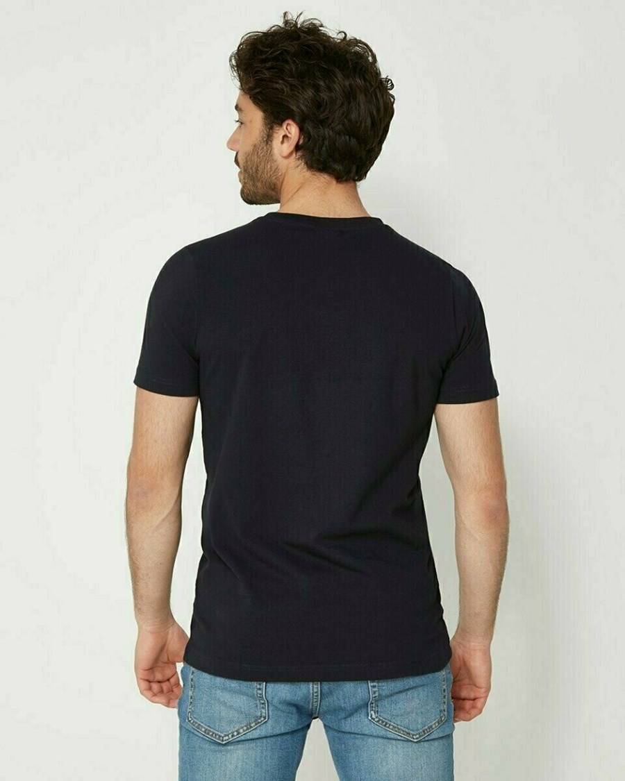 Mexx Men T-Shirt Round-Neck Navy Niebieskie | NHYKJ0374