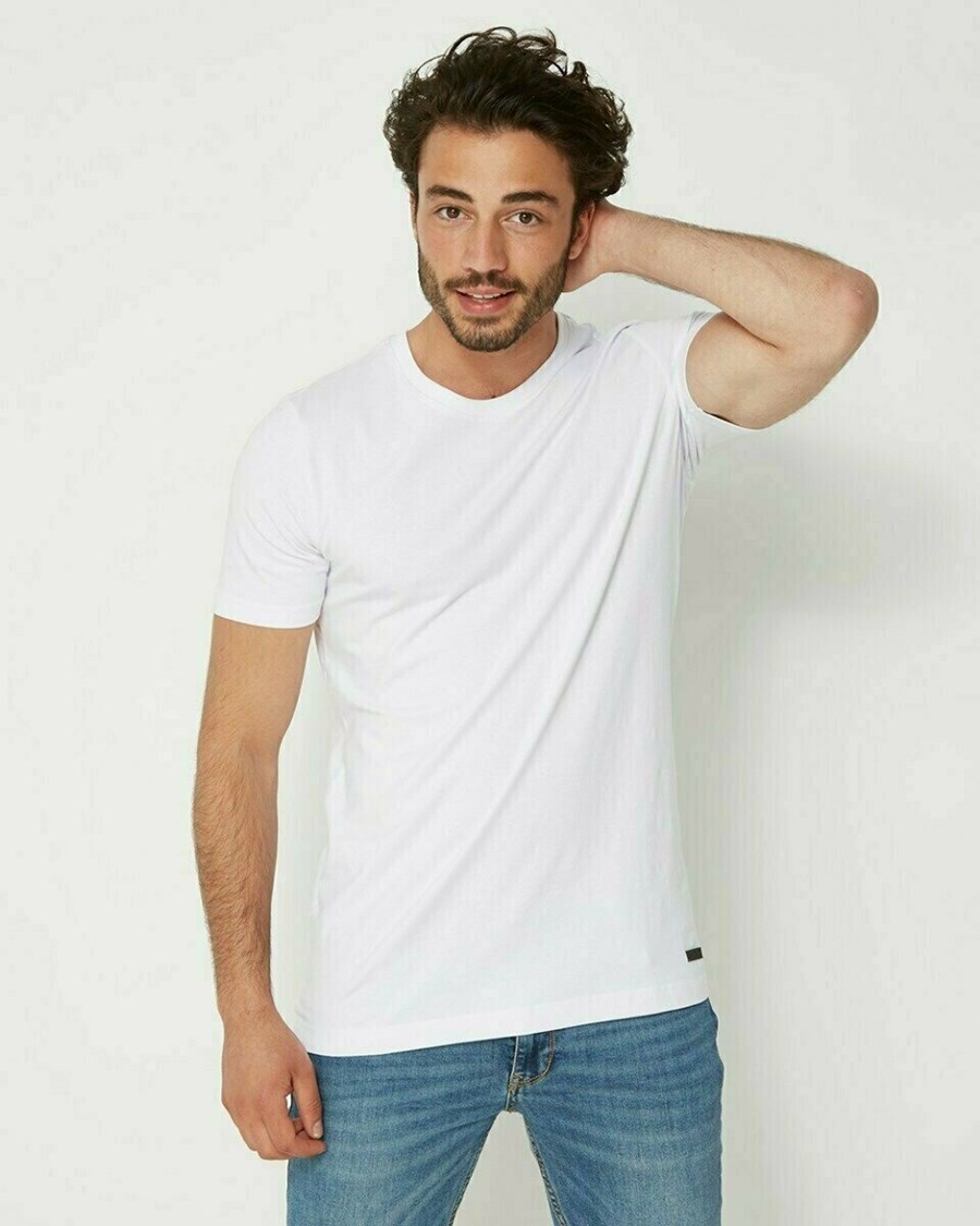 Mexx Men T-Shirt Round-Neck White Białe | TJLGX9028