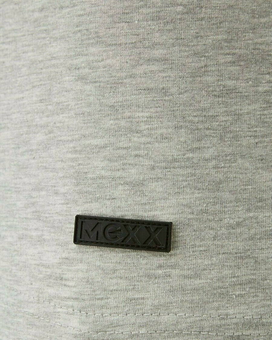 Mexx Men T-Shirt V-Neck Rubber Patch Grey Melange Szare | GXRBJ3261