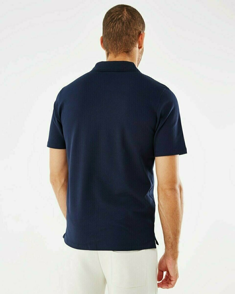 Mexx Mercerized popcorn polo Navy Niebieskie | FXGZB2597