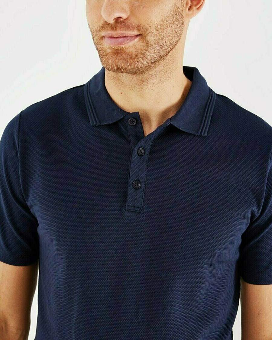 Mexx Mercerized popcorn polo Navy Niebieskie | FXGZB2597