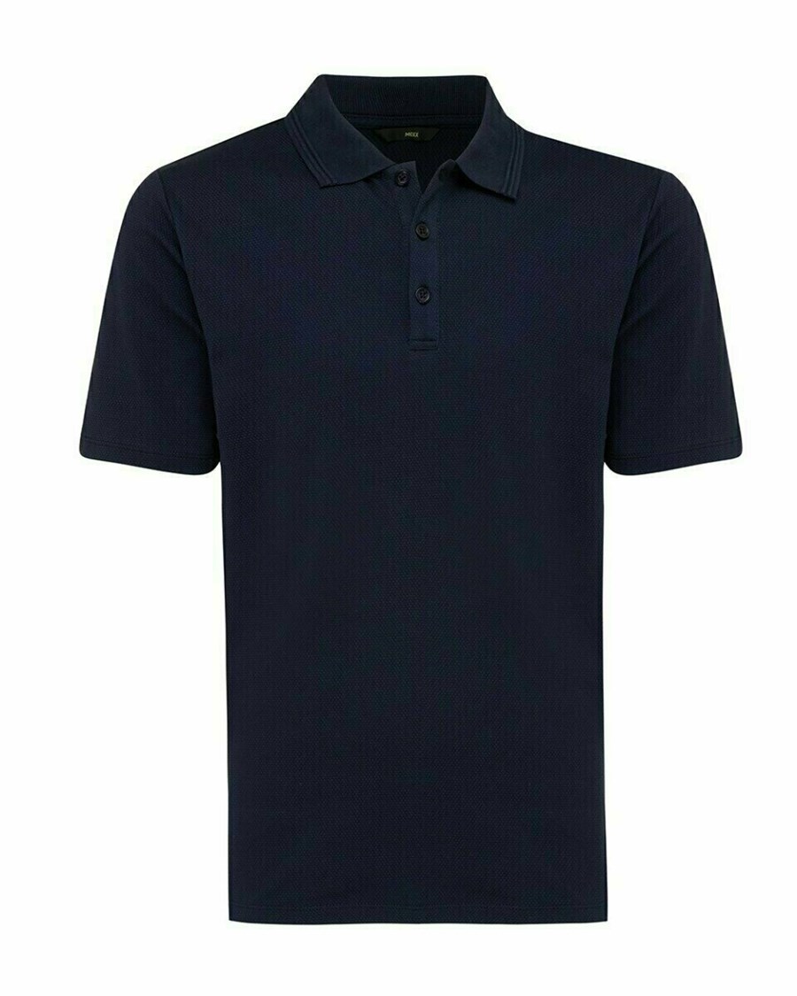 Mexx Mercerized popcorn polo Navy Niebieskie | FXGZB2597