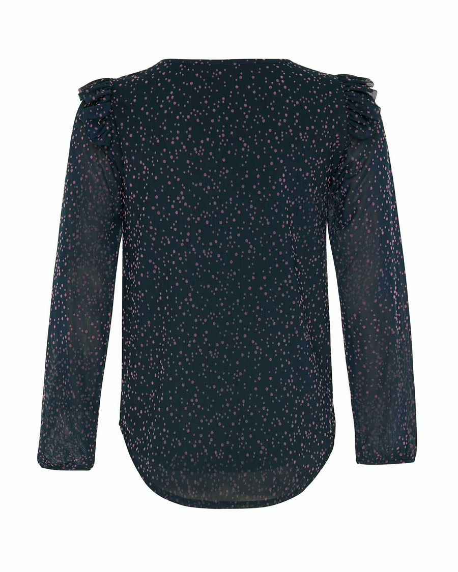 Mexx Mesh blouse AOP Navy Niebieskie | EOQXK8930