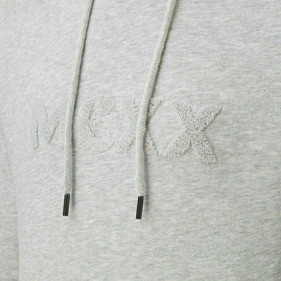 Mexx Mexx Men Hoody with Sherpa embroidery Grey Melange Szare | BAJNG3089