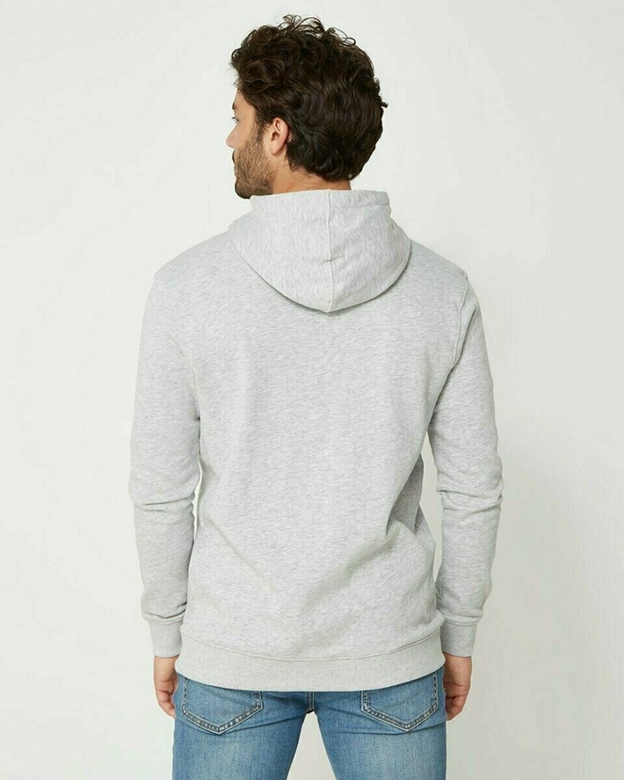 Mexx Mexx Men Hoody with Sherpa embroidery Grey Melange Szare | BAJNG3089