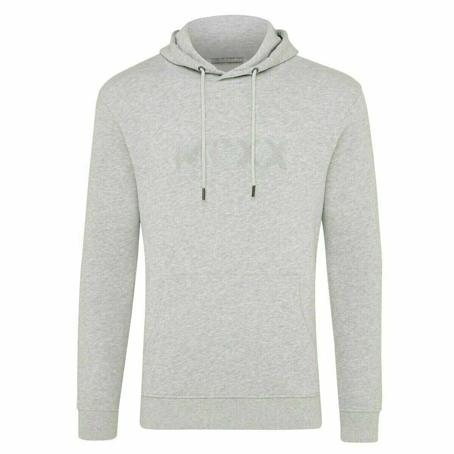 Mexx Mexx Men Hoody with Sherpa embroidery Grey Melange Szare | BAJNG3089