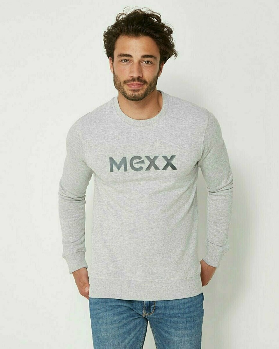 Mexx Mexx Men Swetry with HD print Grey Melange Szare | ZYHTN9816