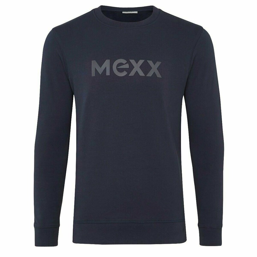 Mexx Mexx Men Swetry with HD print Navy Niebieskie | LZXGY7953