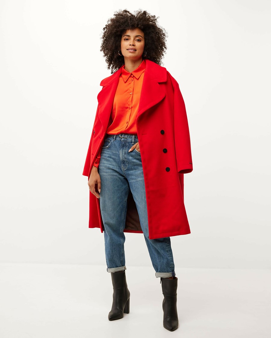 Mexx Midi length big lapel collar coat Red Czerwone | JAGTZ7895