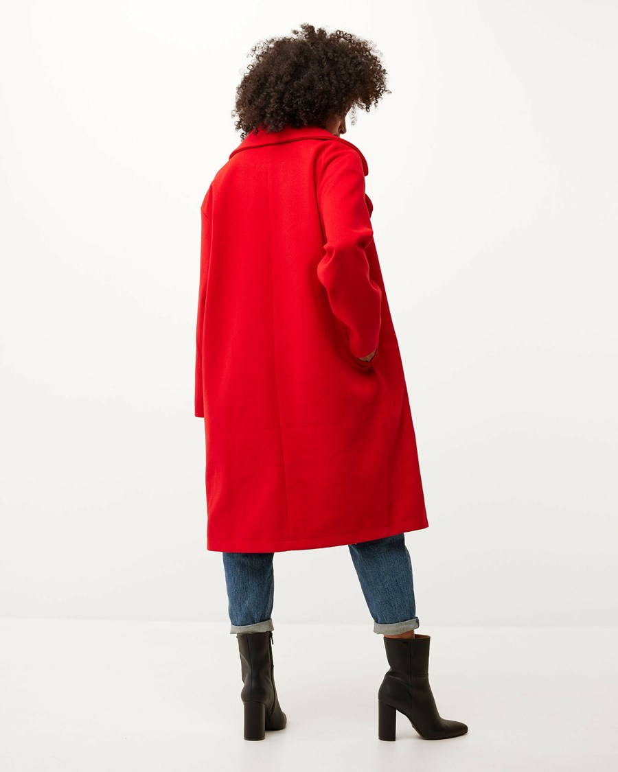 Mexx Midi length big lapel collar coat Red Czerwone | WQOEH2743