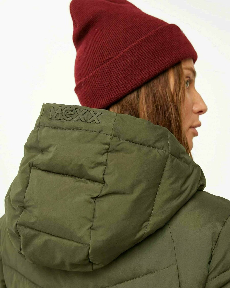 Mexx Midi length hooded padded jacket Olive Oliwkowe | JMOIC1453