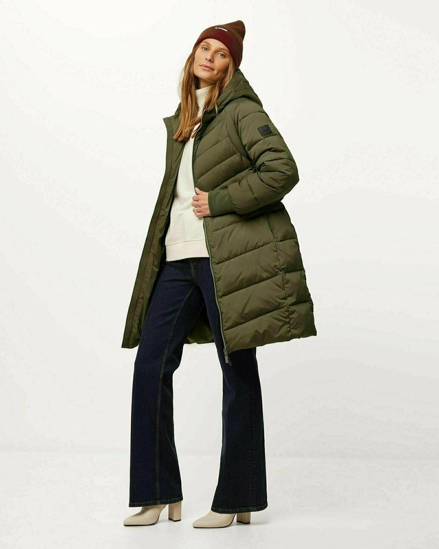 Mexx Midi length hooded padded jacket Olive Oliwkowe | JMOIC1453