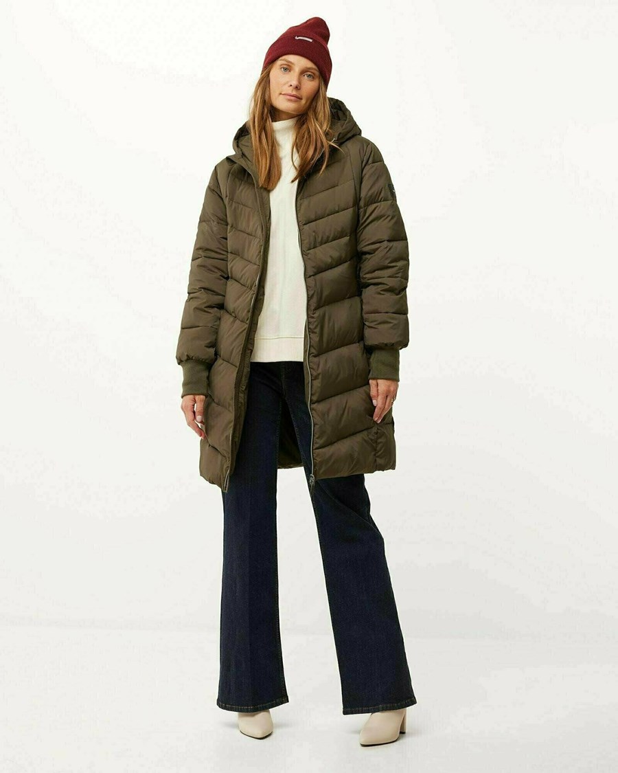 Mexx Midi length hooded padded jacket Olive Oliwkowe | JMOIC1453