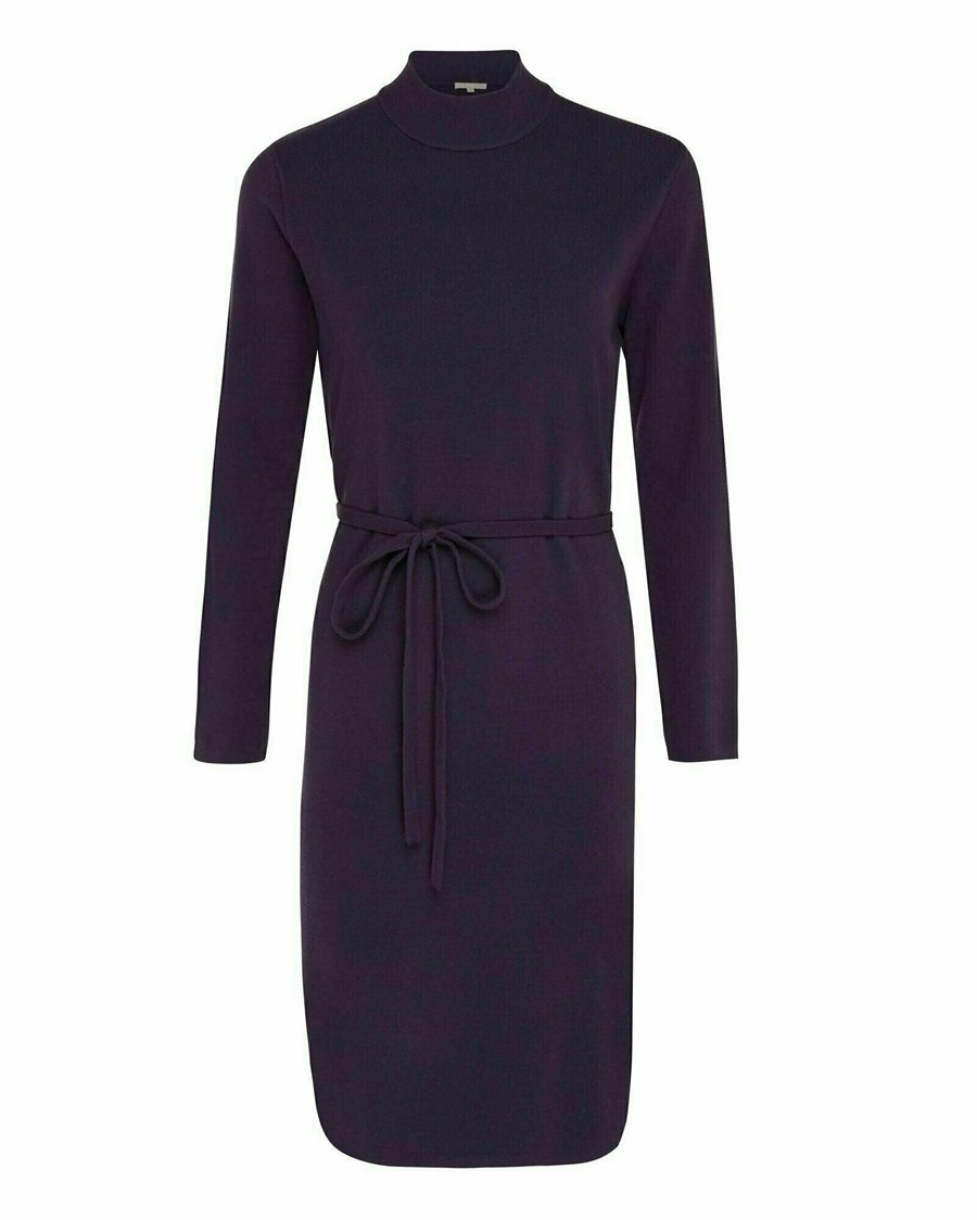 Mexx Mock neck knitted dress Dark Purple Fioletowe | LCSTV5140