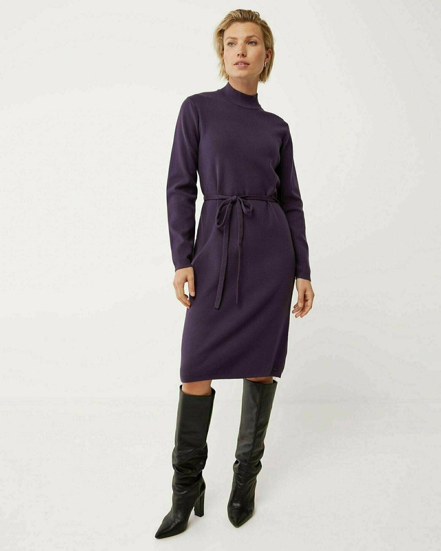 Mexx Mock neck knitted dress Dark Purple Fioletowe | LCSTV5140