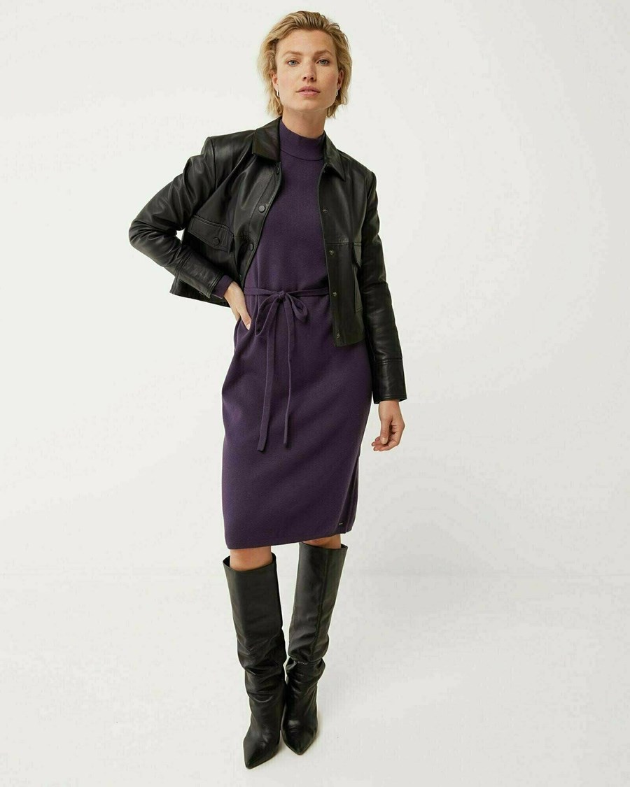 Mexx Mock neck knitted dress Dark Purple Fioletowe | LCSTV5140