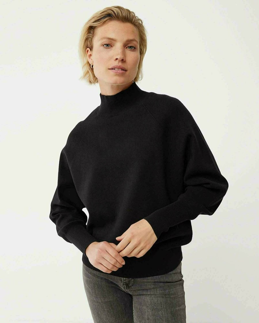 Mexx Mock neck knitted pullover Black Czarne | MFGPW3205