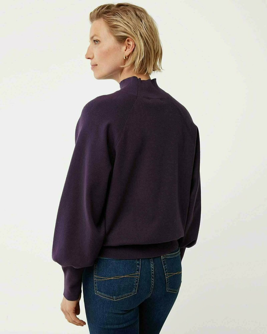 Mexx Mock neck knitted pullover Dark Purple Fioletowe | LXMYT0895