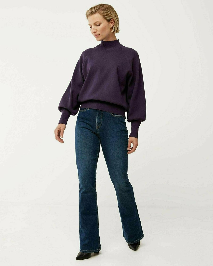 Mexx Mock neck knitted pullover Dark Purple Fioletowe | LXMYT0895