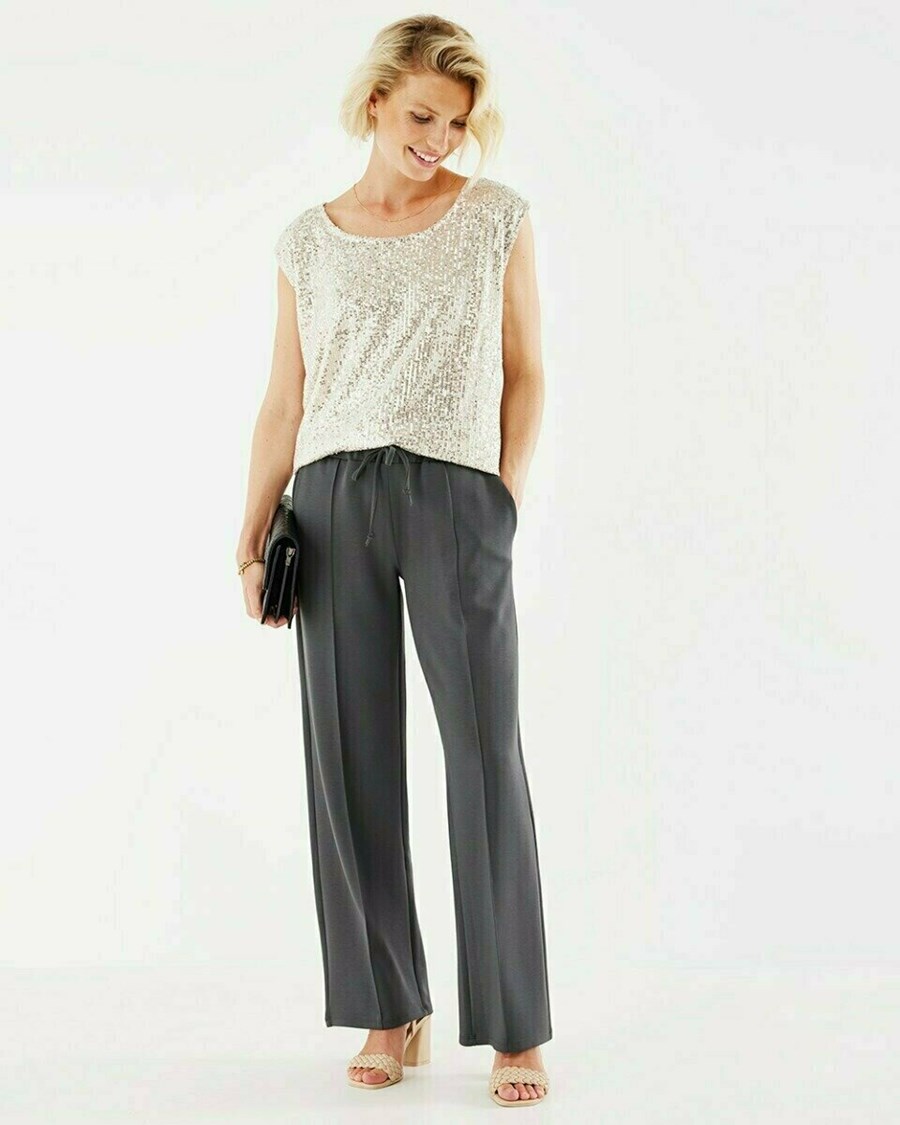 Mexx Modal wide leg pants Dark Grey Szare | RQKHD8329