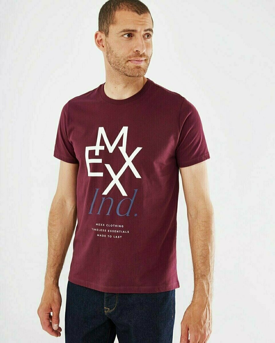 Mexx OLIVER T-Shirt SS Bordeaux Red Czerwone | KCZQT3792