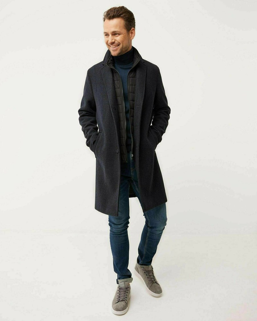 Mexx Overcoat with check pattern Black Czarne | SGFHW3824