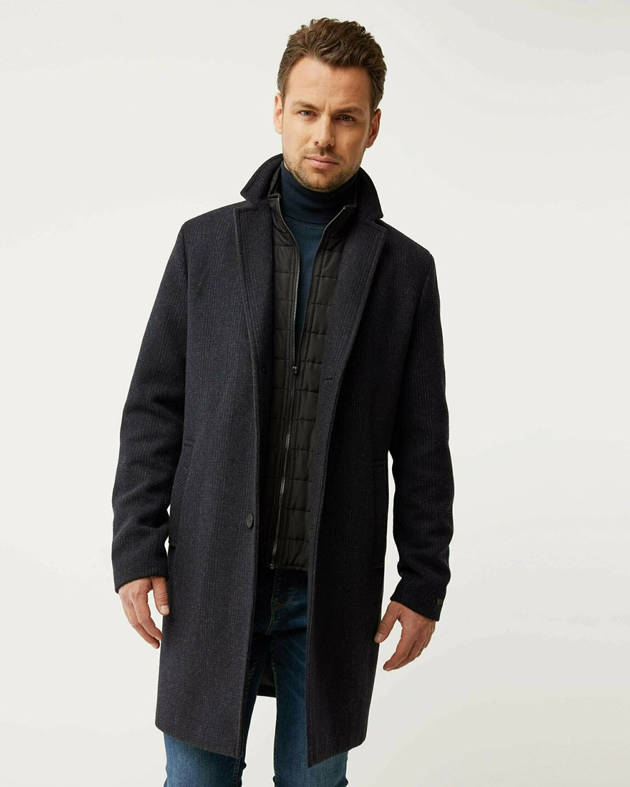 Mexx Overcoat with check pattern Black Czarne | SGFHW3824