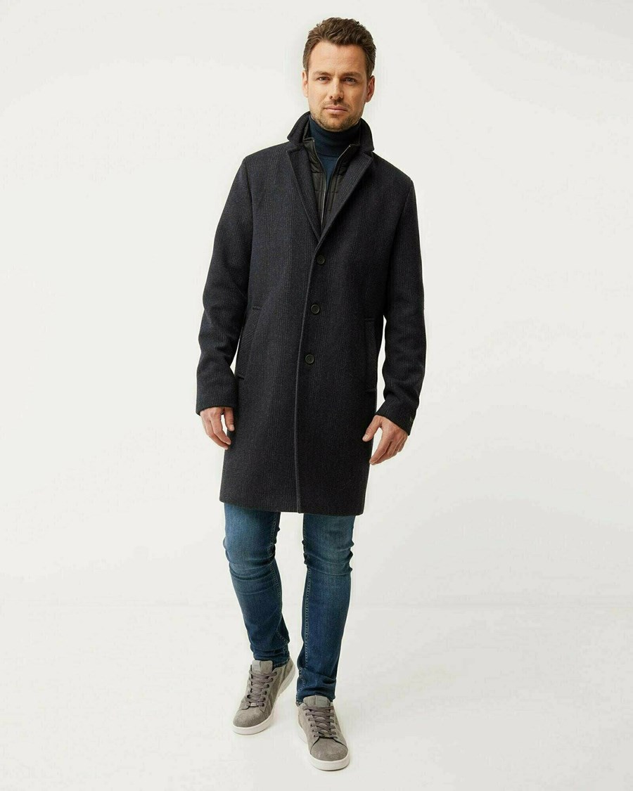 Mexx Overcoat with check pattern Black Czarne | SGFHW3824