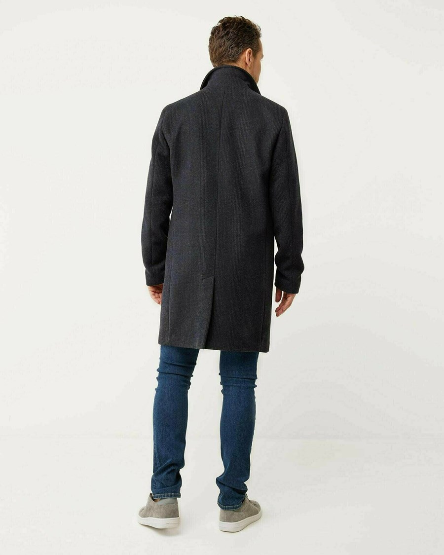 Mexx Overcoat with check pattern Black Czarne | SGFHW3824