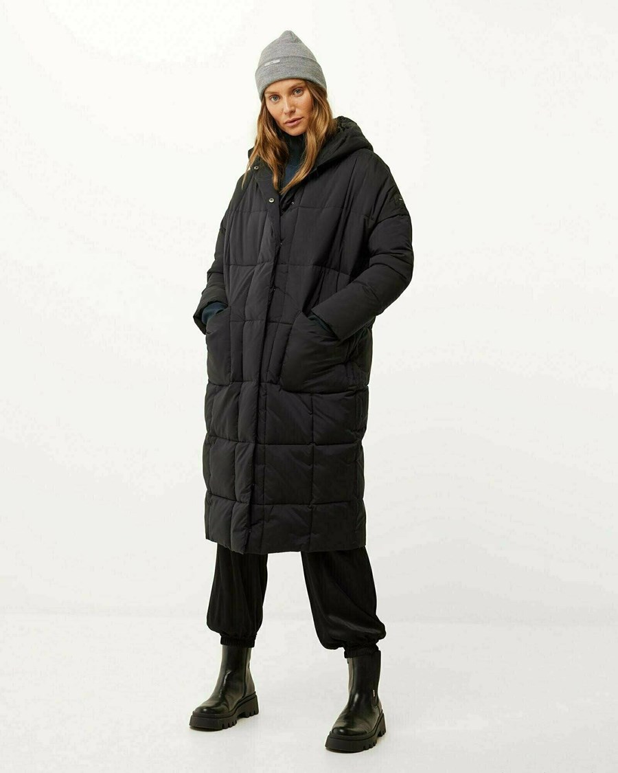 Mexx Oversized hooded padded jacket Black Czarne | FLSEI8051