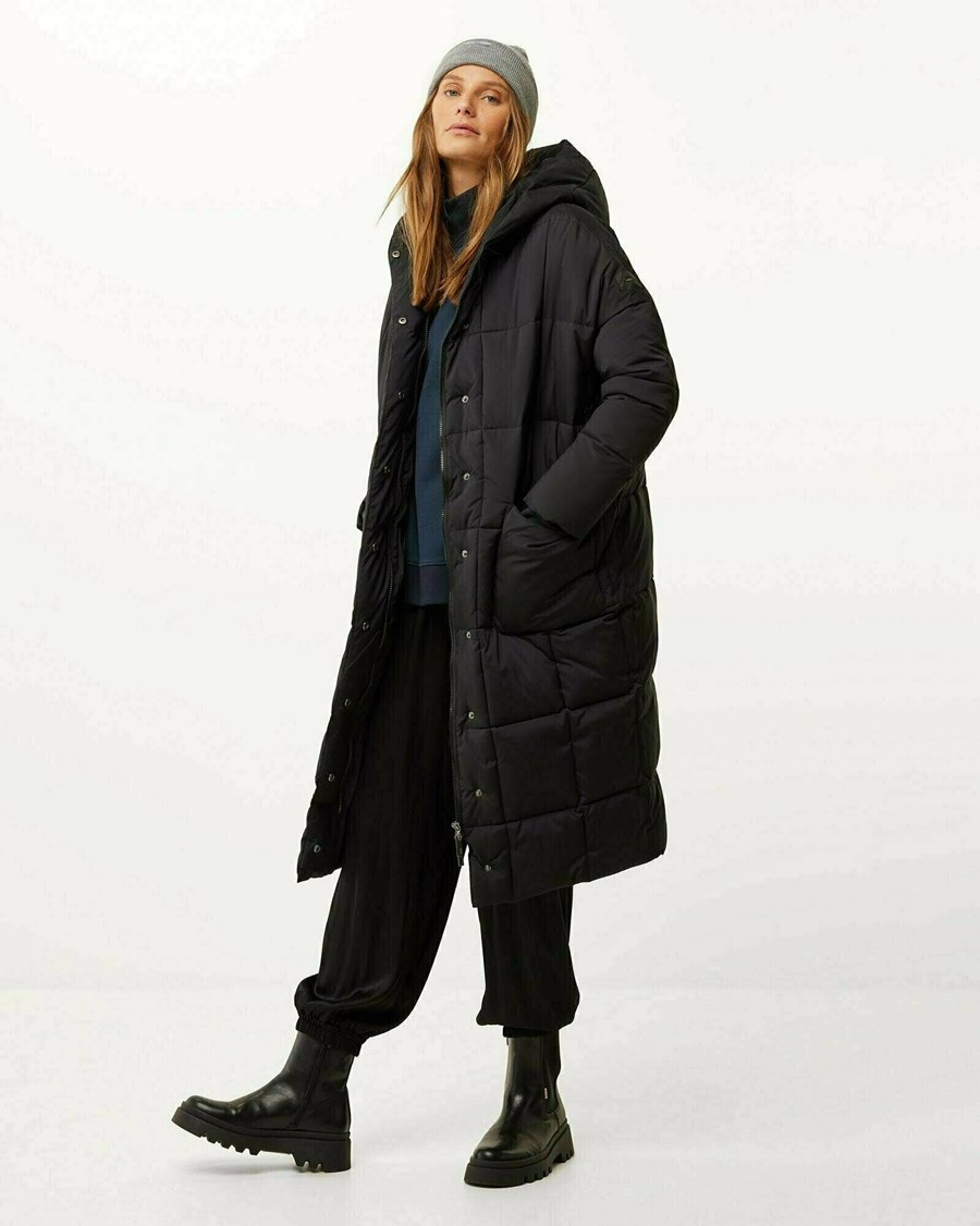 Mexx Oversized hooded padded jacket Black Czarne | FLSEI8051