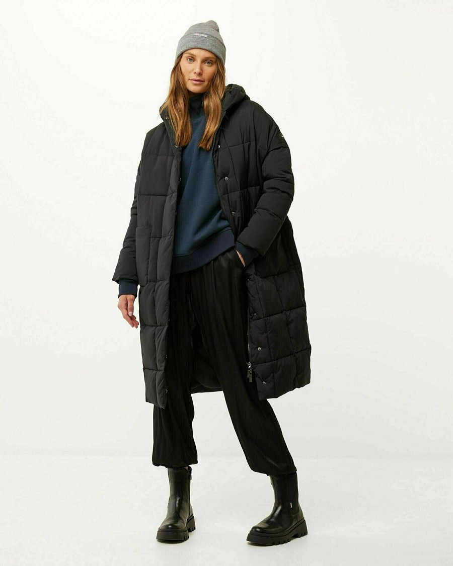 Mexx Oversized hooded padded jacket Black Czarne | FLSEI8051