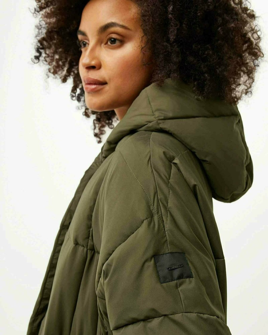 Mexx Oversized hooded padded jacket Olive Oliwkowe | WOQTU4260