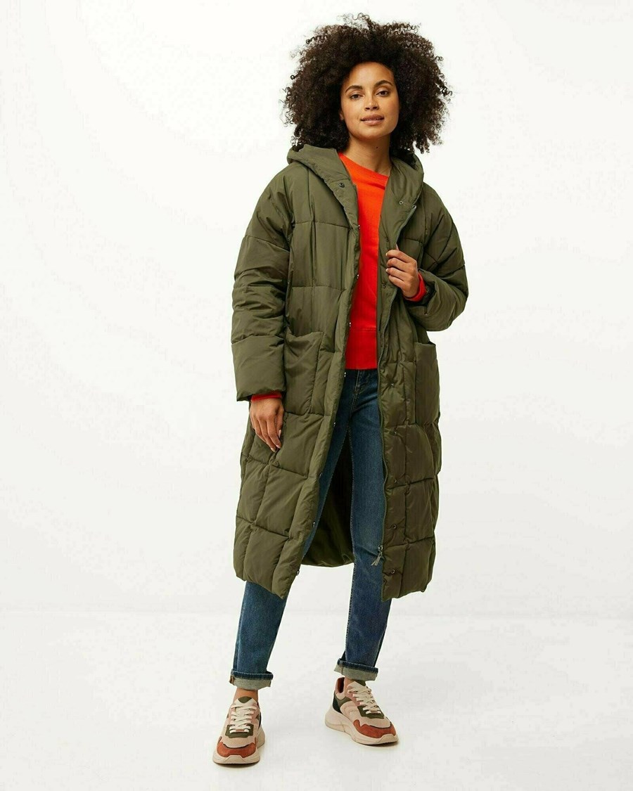 Mexx Oversized hooded padded jacket Olive Oliwkowe | WOQTU4260