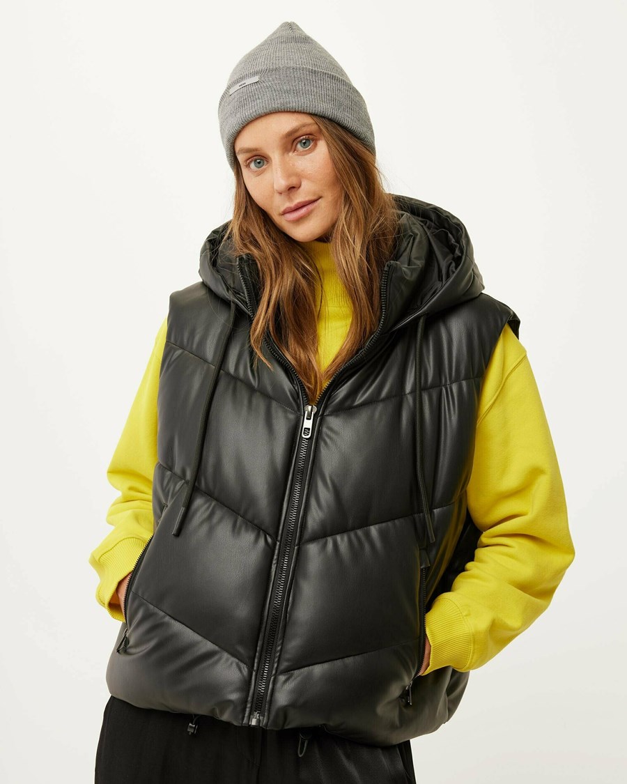 Mexx PU hooded bodywarmer Black Czarne | FWGHM9524