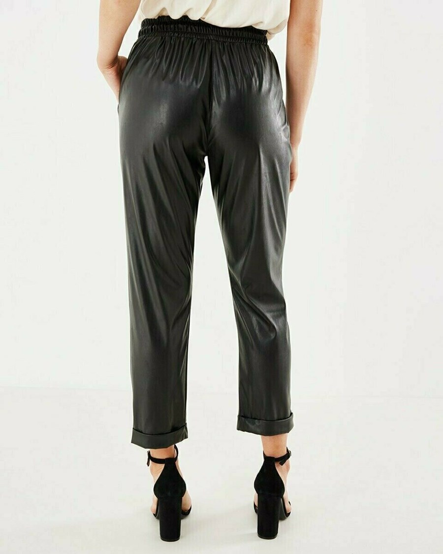 Mexx PU pants with elastic waist Black Czarne | KDABJ3062